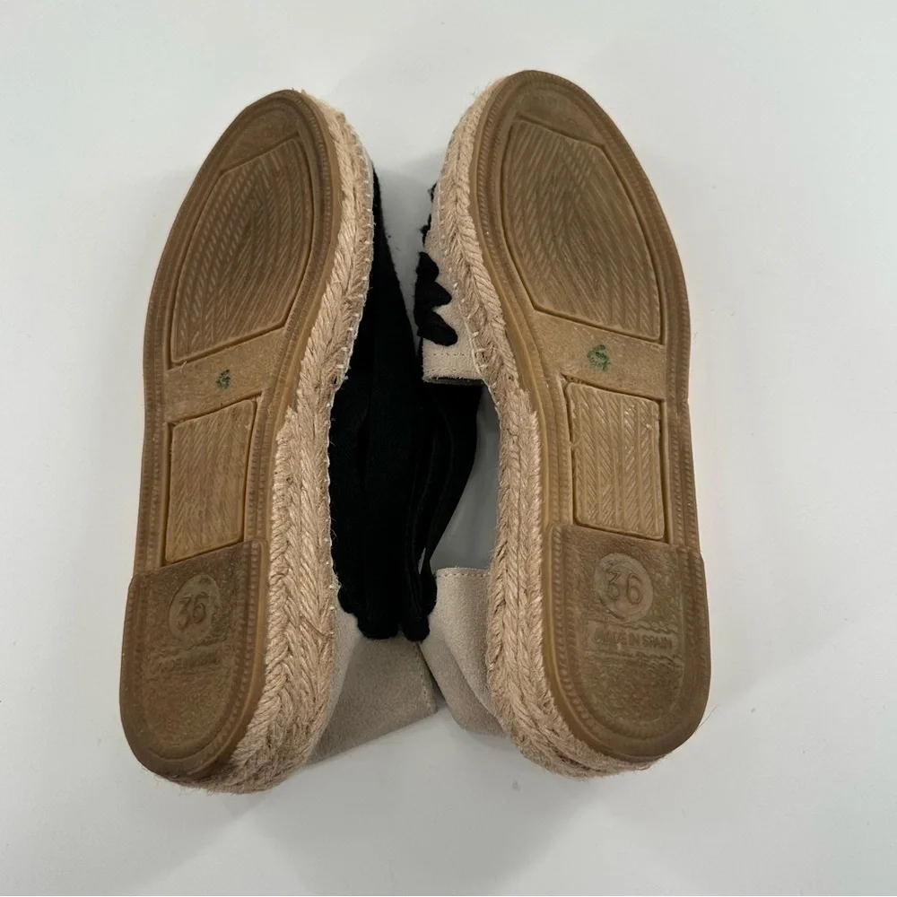 Free people flats 36 6 black beige suede dorsay Espadrilles coastal granny